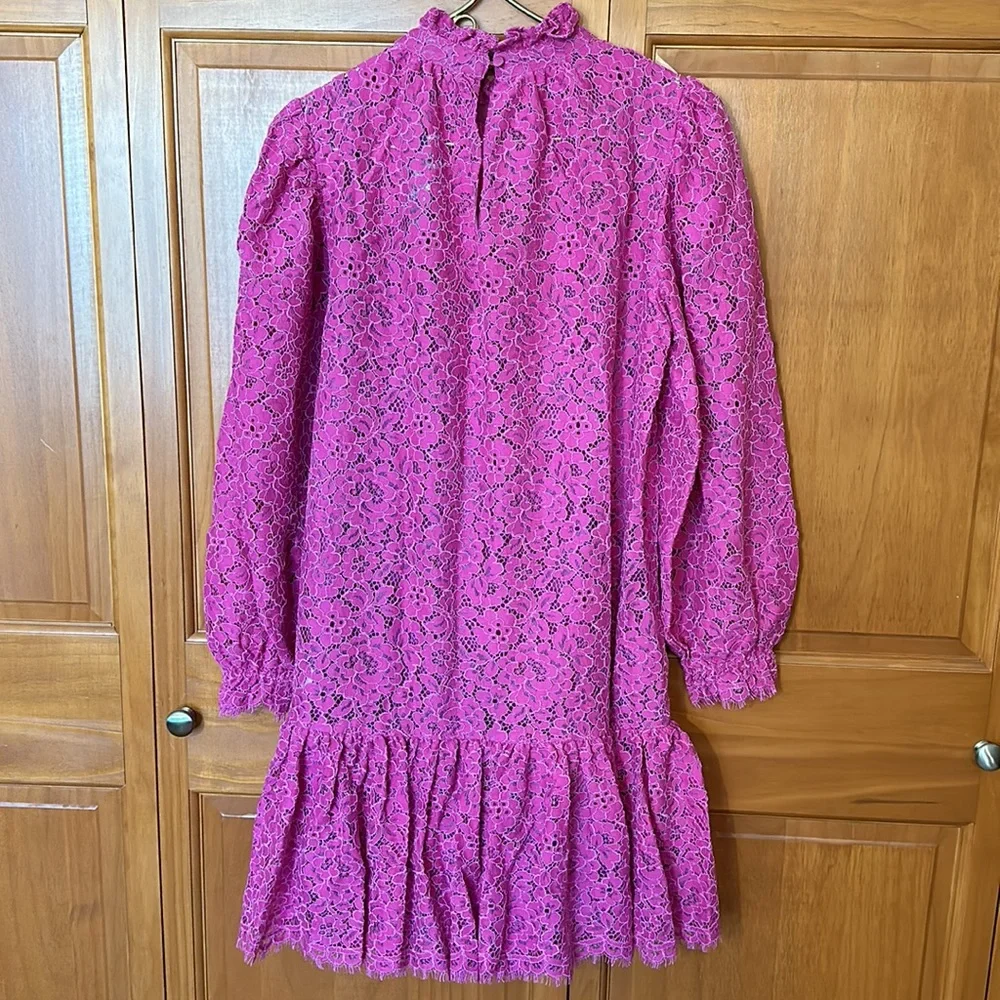 J Crew Ruffleneck Lace Dress in Soft Azalea NWT Size Small